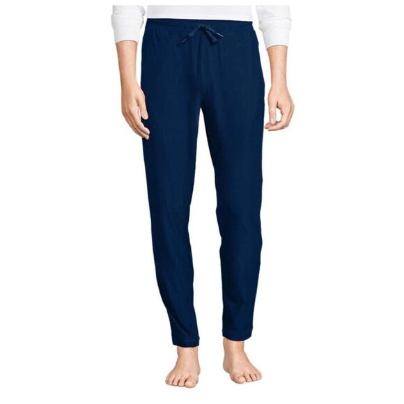 NEW Lands' End Men's Size M Fleece Lounge Jogger Pants Navy Blue - Picture 1 of 7